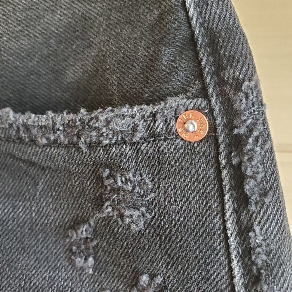 Free People Good Times Frayed Black Denin Jean Shorts - Picture 8 of 10